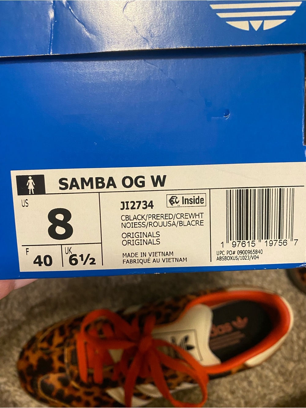 adidas Leopard Print Sneakers with Orange Laces - Picture 3 of 5